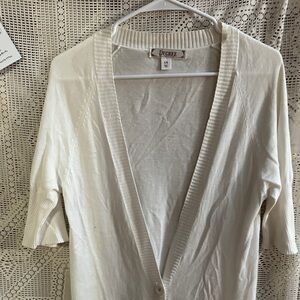 Decree Cream Open V‑Neck Button Cardigan